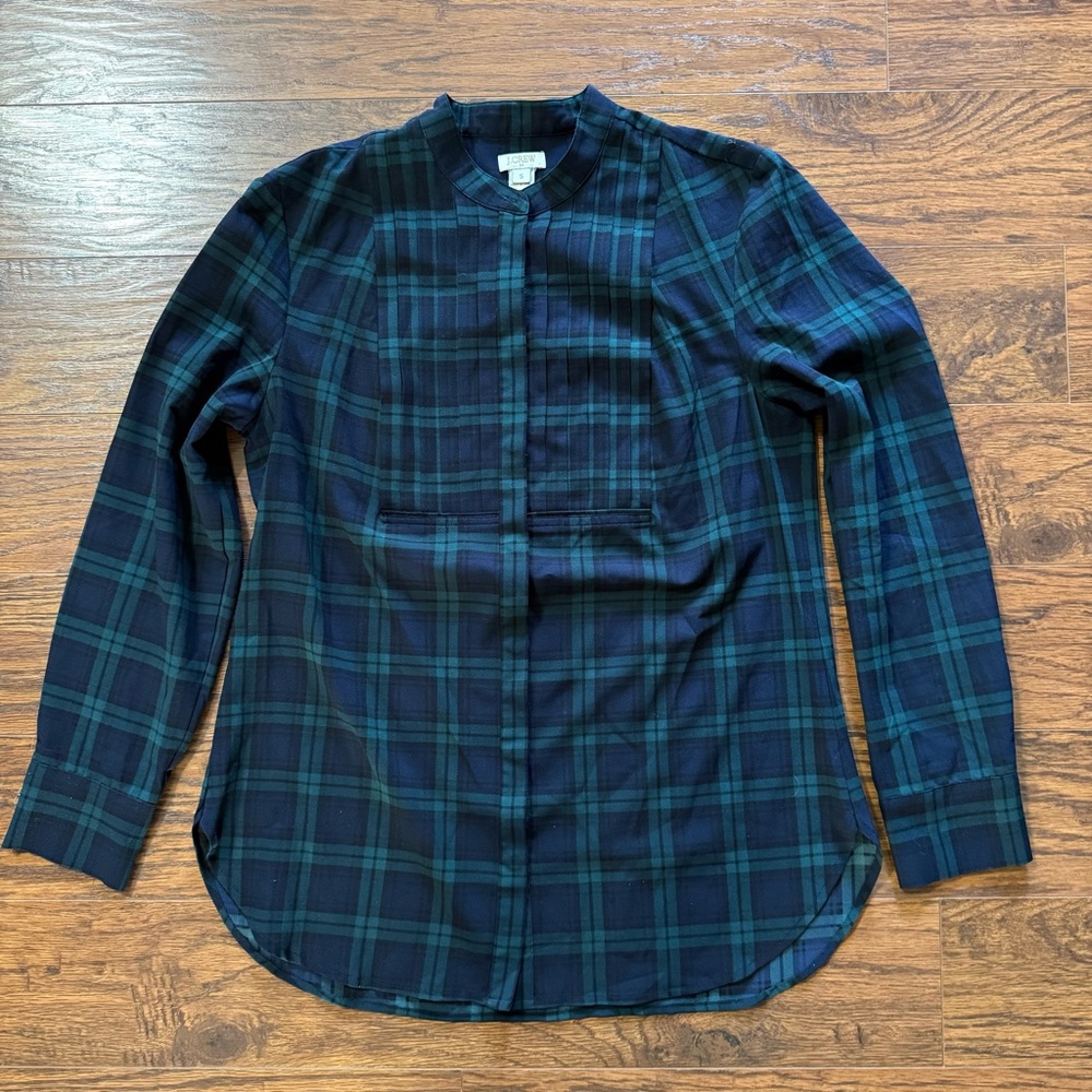 J. Crew Black Watch Plaid Button-Down Shirt Size Small